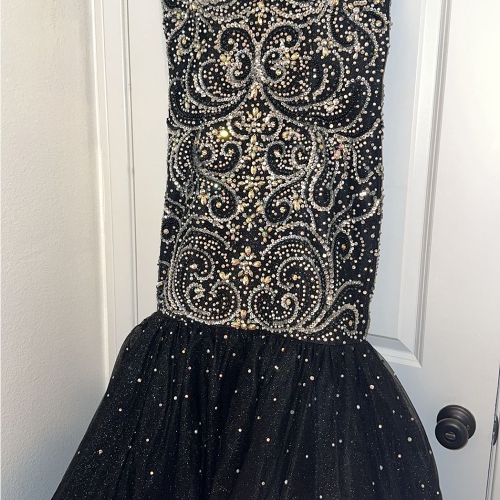 Panoply Black and Silver Embellished Maxi Dress